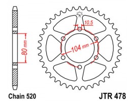 Звезда задняя JTR478-45