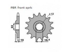 Зірка передня PBR 435.13 для SUZUKI DR-Z250, DR250